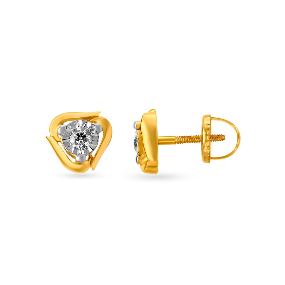 Bedazzling Timeless Gold and Diamond Stud Earrings,,hi-res image number null