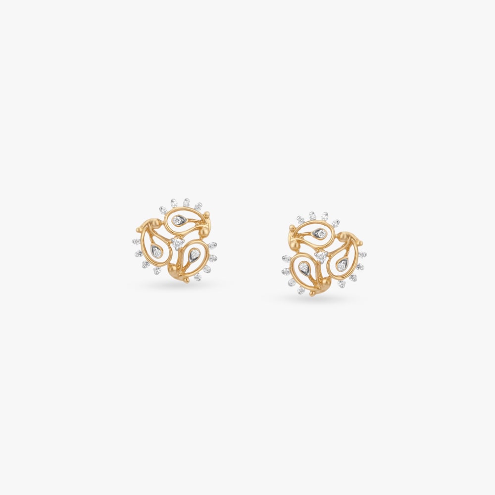 Twirl Crest Diamond Stud Earrings,,hi-res image number null