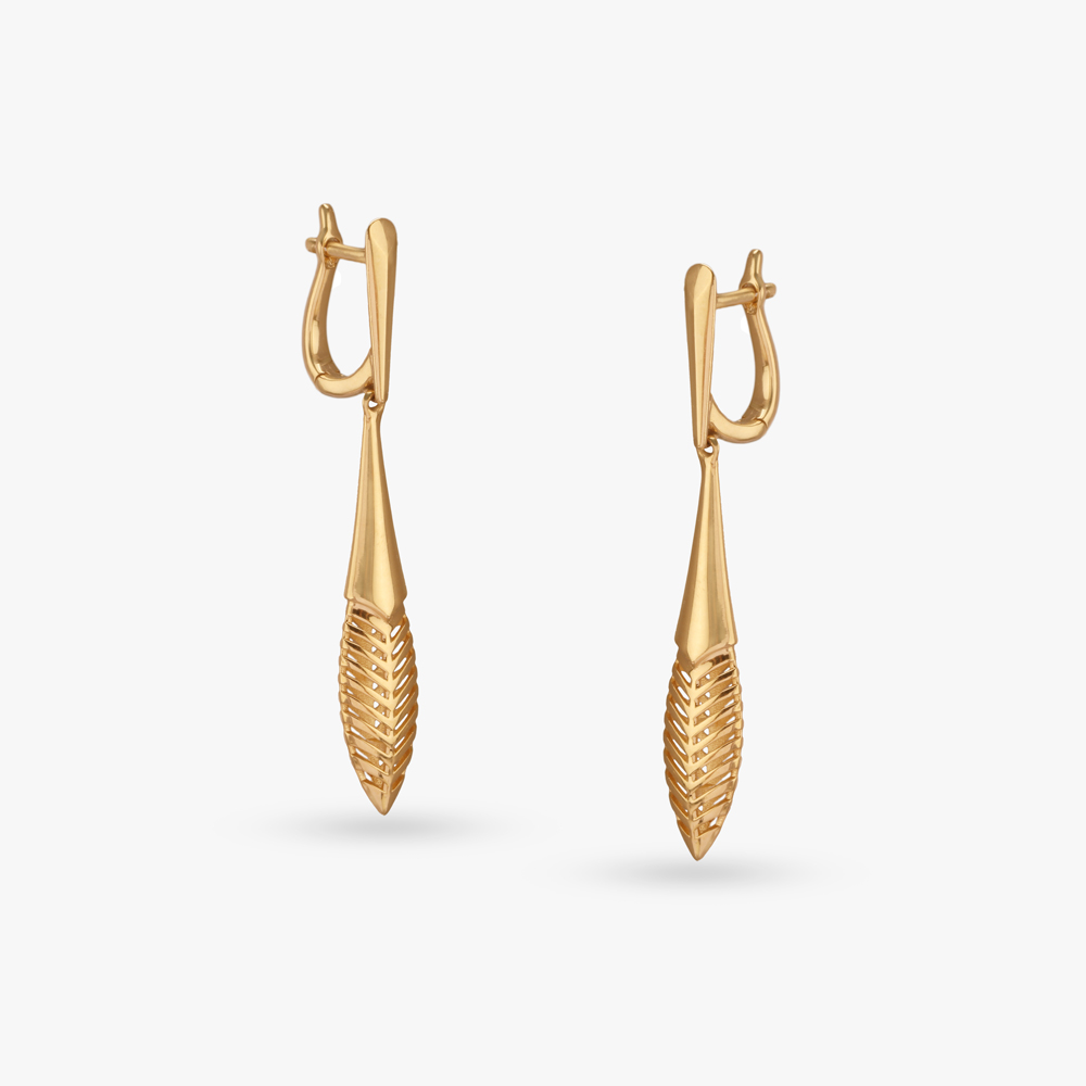 

Leafy Elegance Gold Hoop Earrings