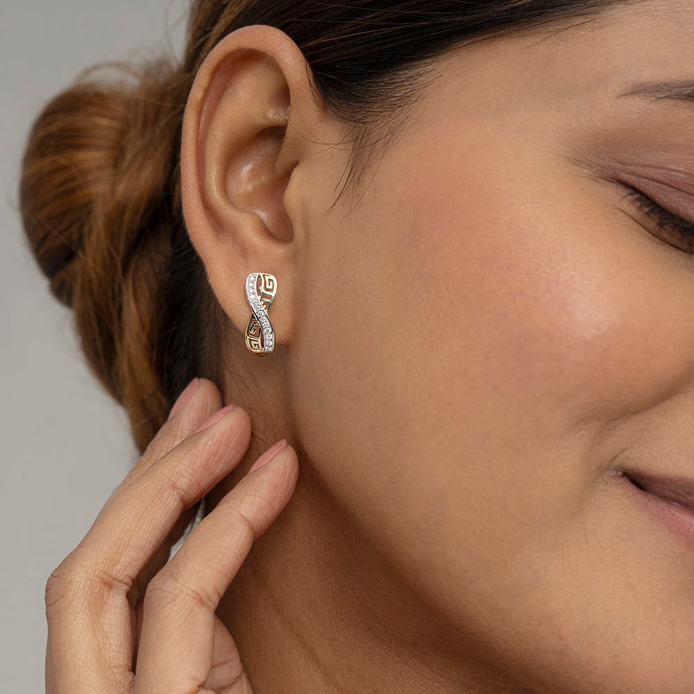 Infinity Chic Gold & Diamond Hoop Earrings,,hi-res image number null