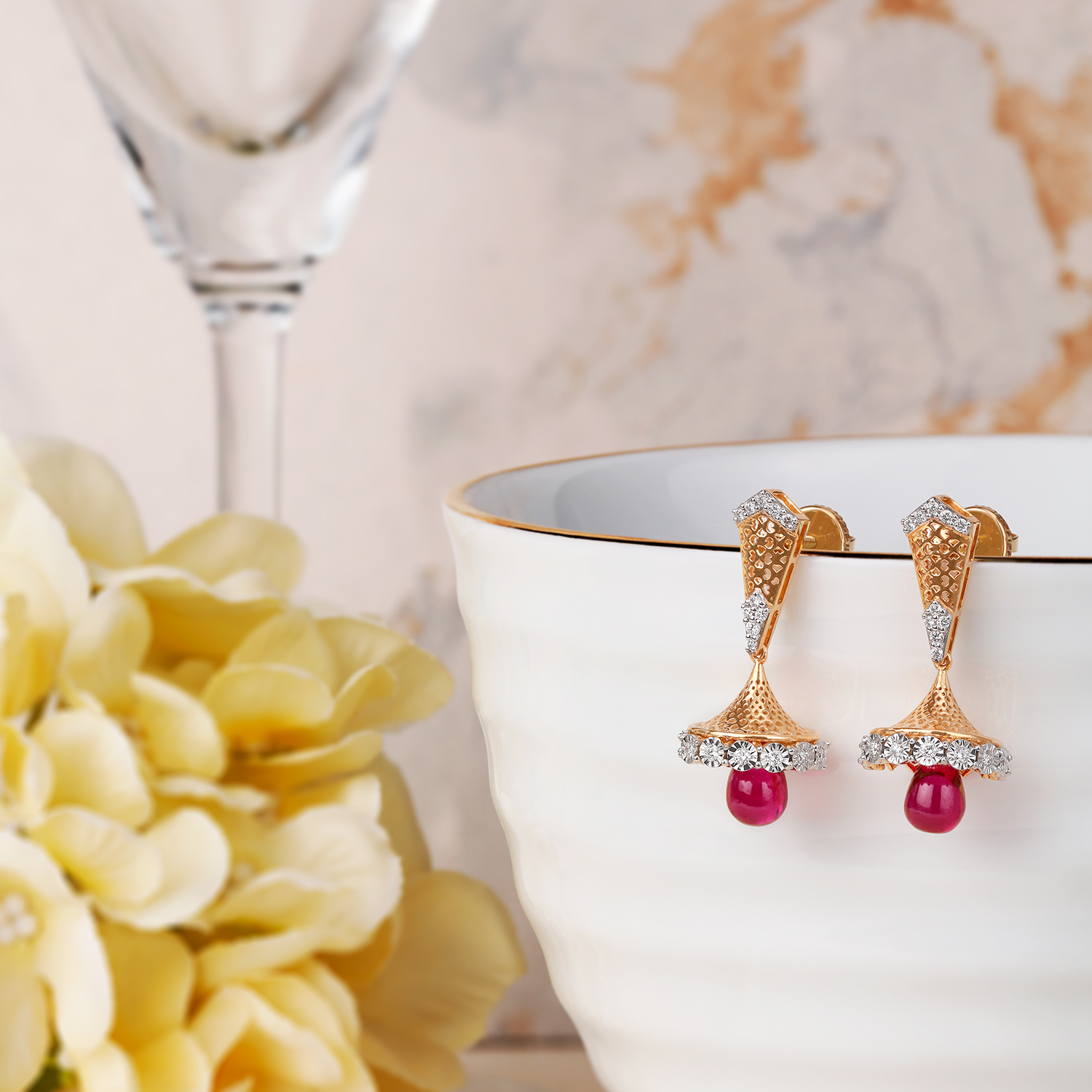 Contemporary Eclectic Diamond Studded Jhumkas with Danglers