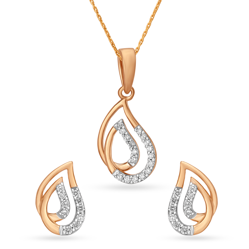 

Pretty in Pink Rose Gold and Diamond Pendant and Earrings Set
