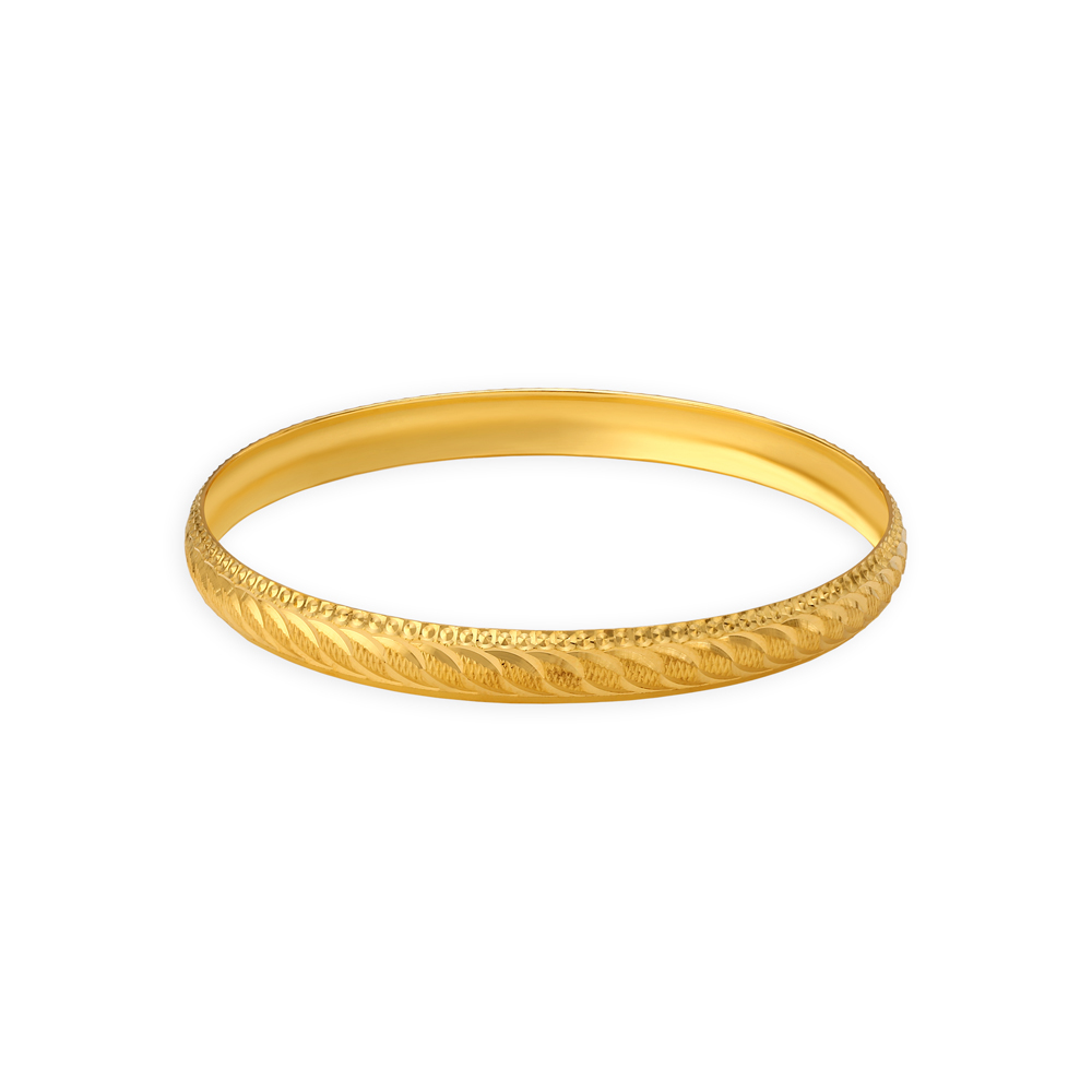 Arresting Yellow Gold Etched Bangles,,hi-res image number null