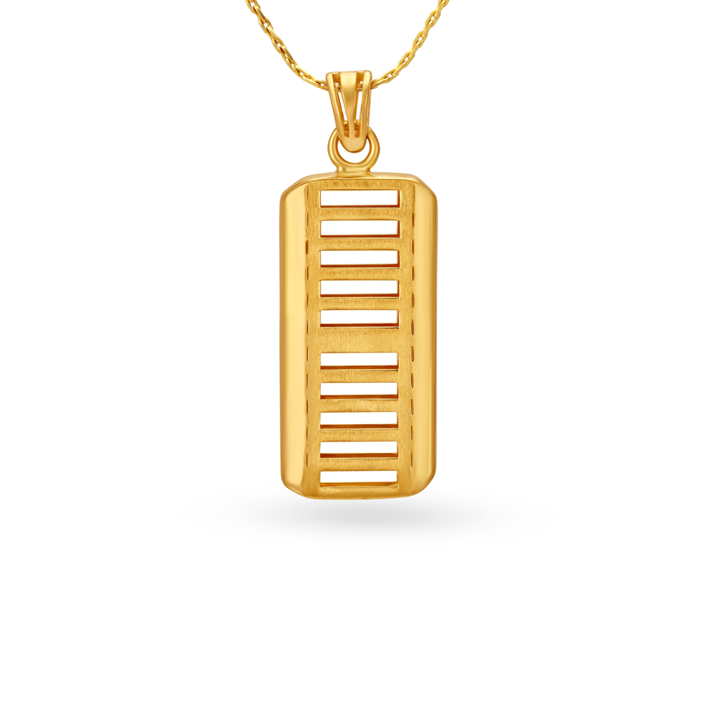 Stripe Cut Gold Pendant For Men