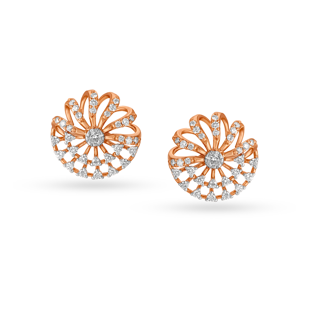18KT Rose Gold Best Of Both Worlds Stud Earrings,,hi-res image number null