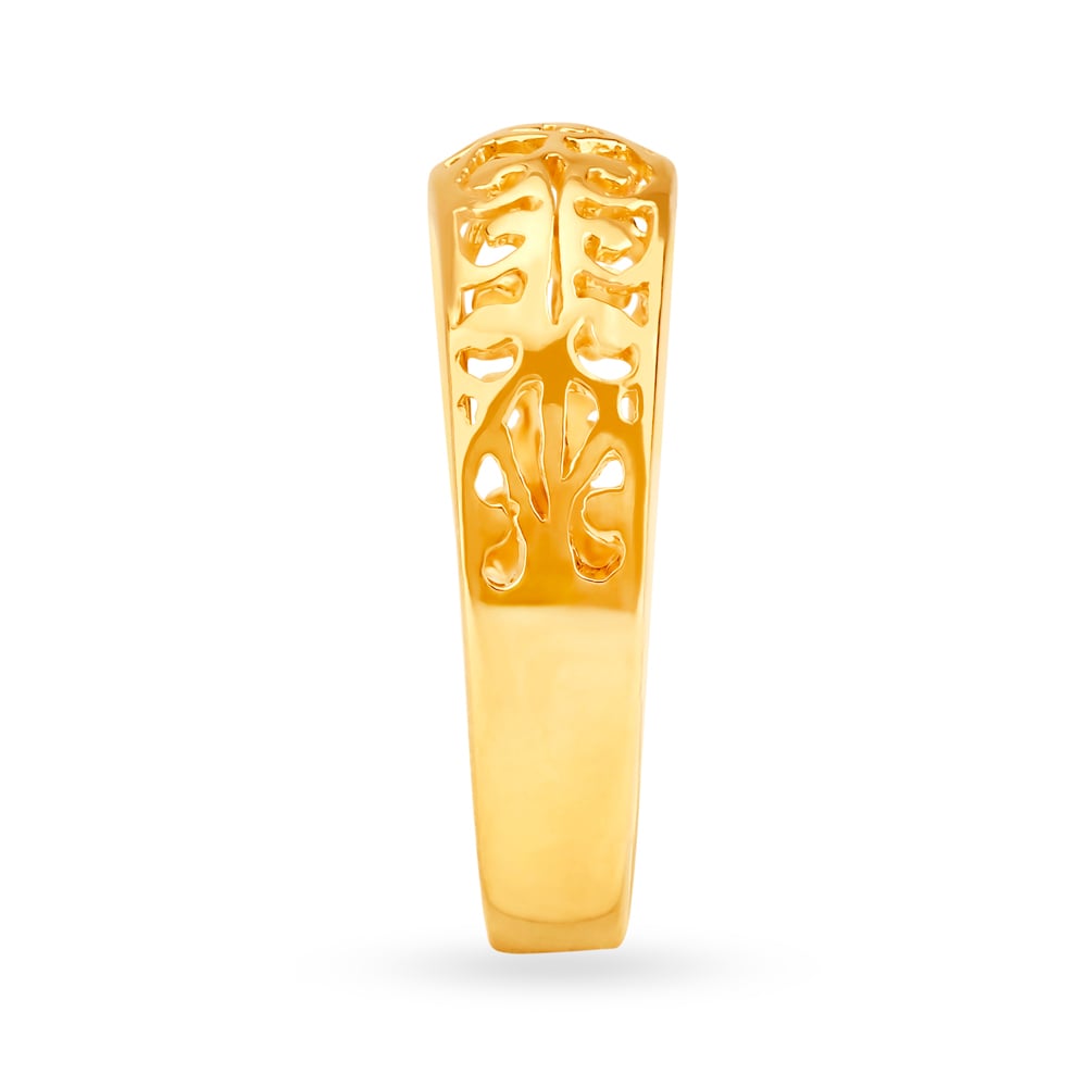 Sonorous Yellow Gold Carved Finger Ring,,hi-res image number null