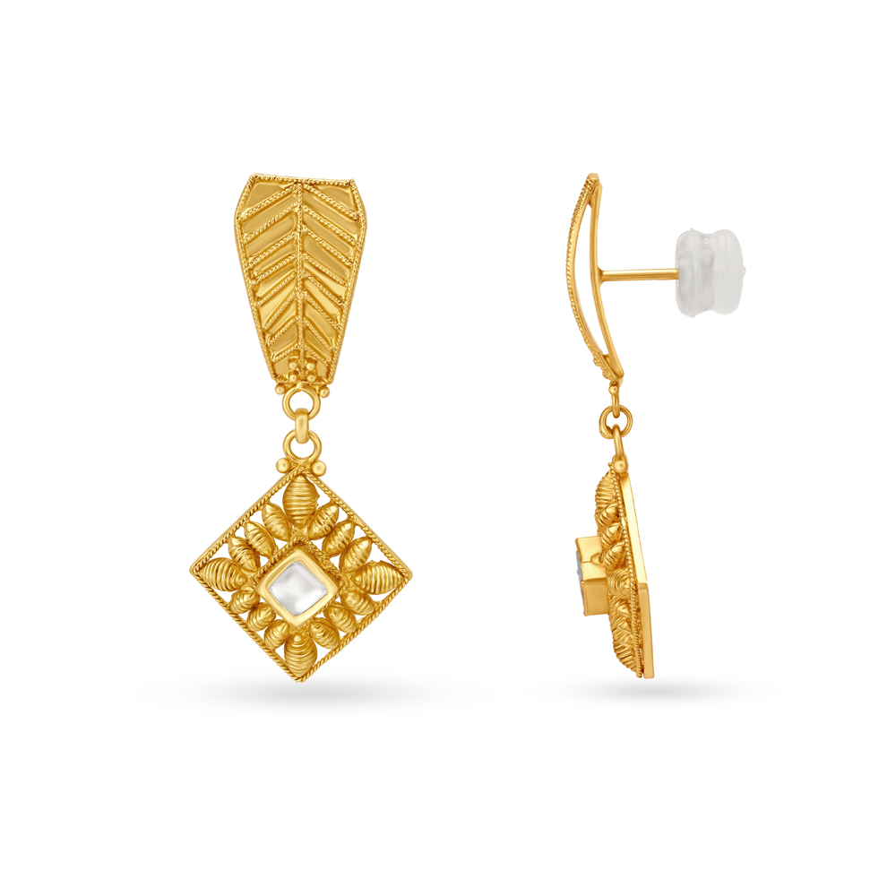Rhodium Plated Geometric Drop Earring For Women