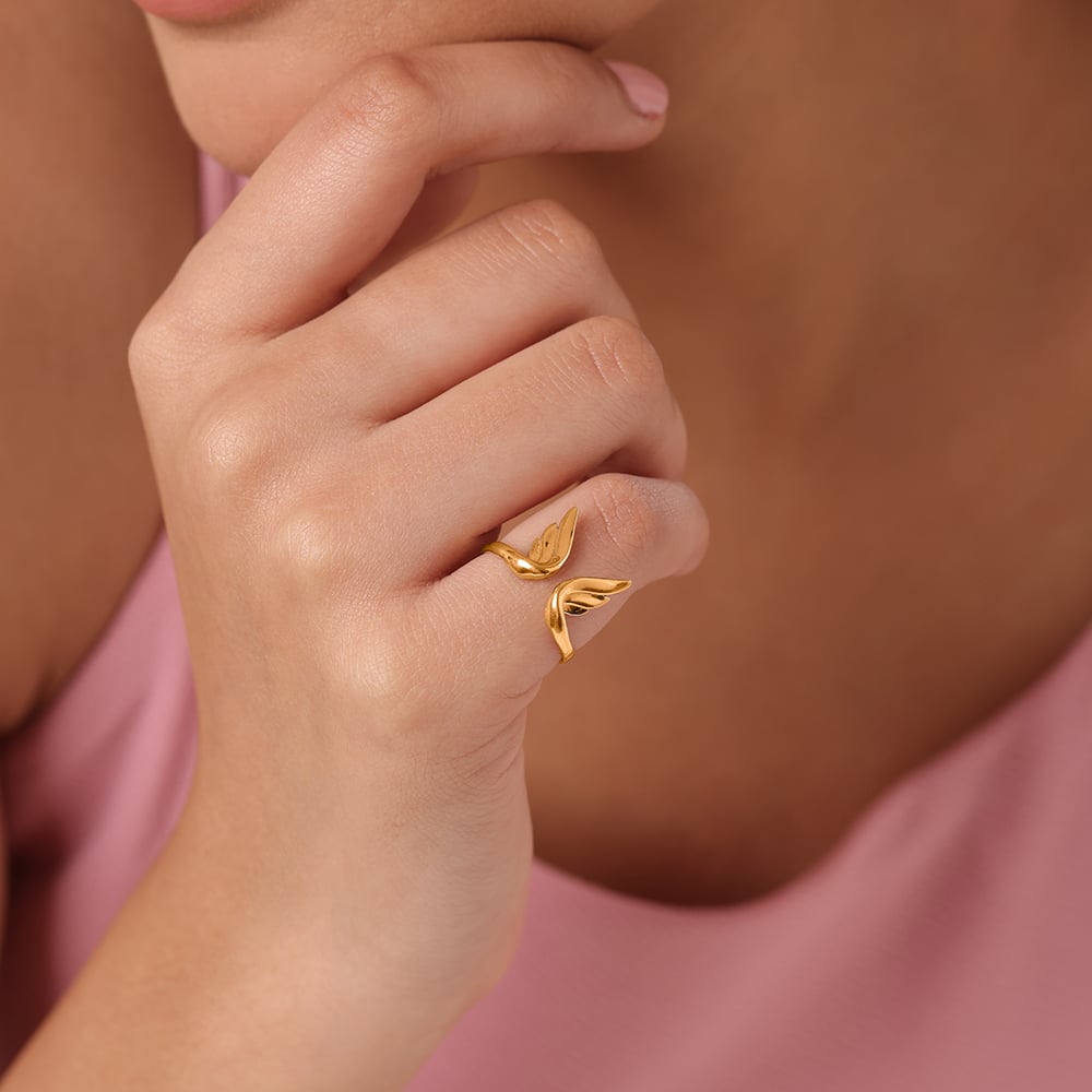 Whimsical Butterfly 14KT Gold Finger Ring for Her,,hi-res image number null