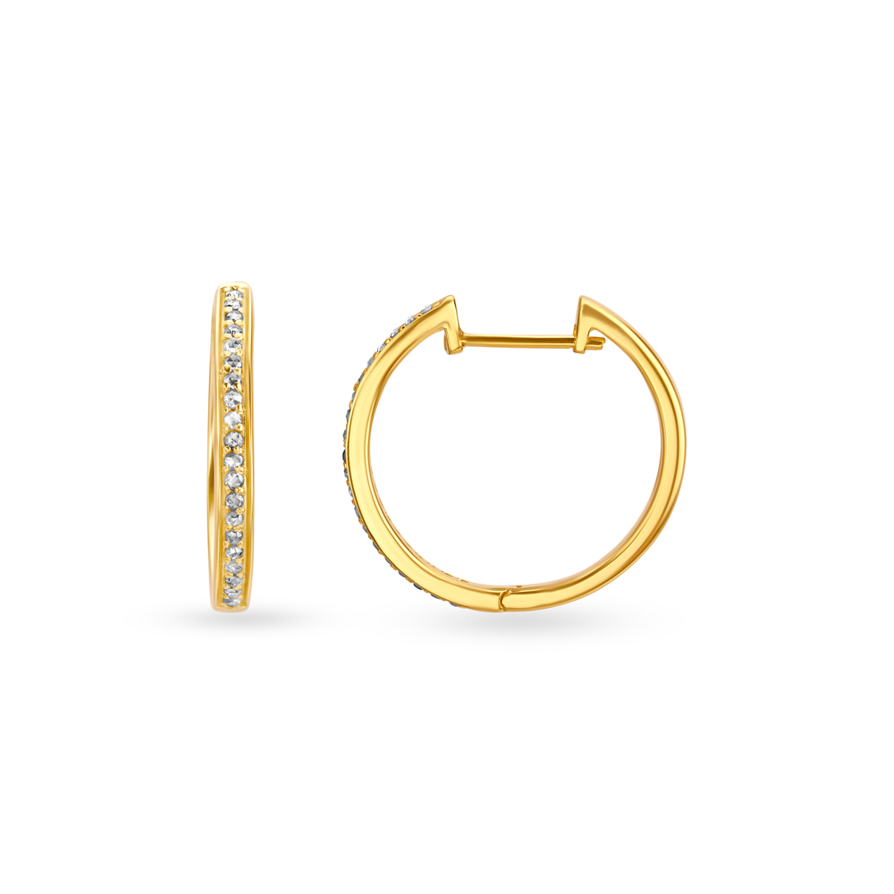 Modish Hoop Earrings with Un-cut Diamonds,,hi-res image number null