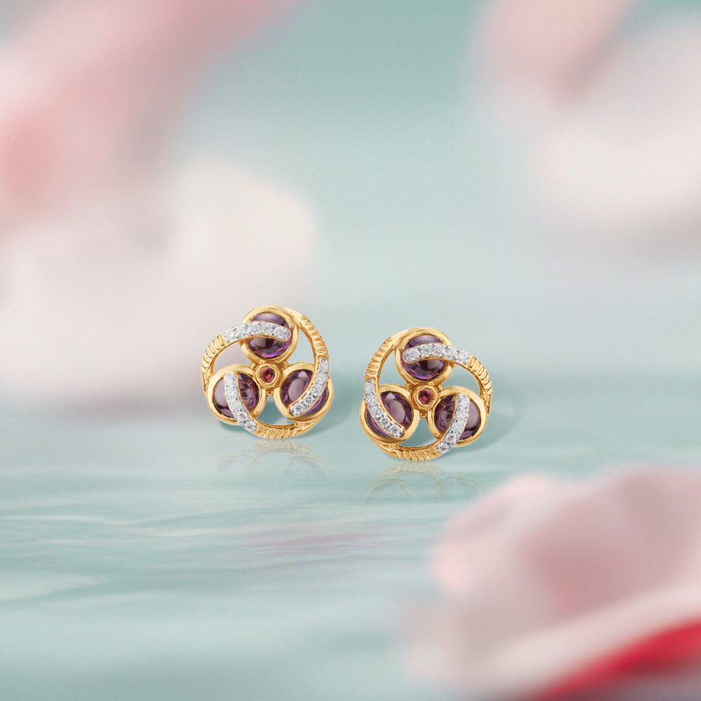 Whirl Gleam Diamond Stud Earrings,,hi-res image number null