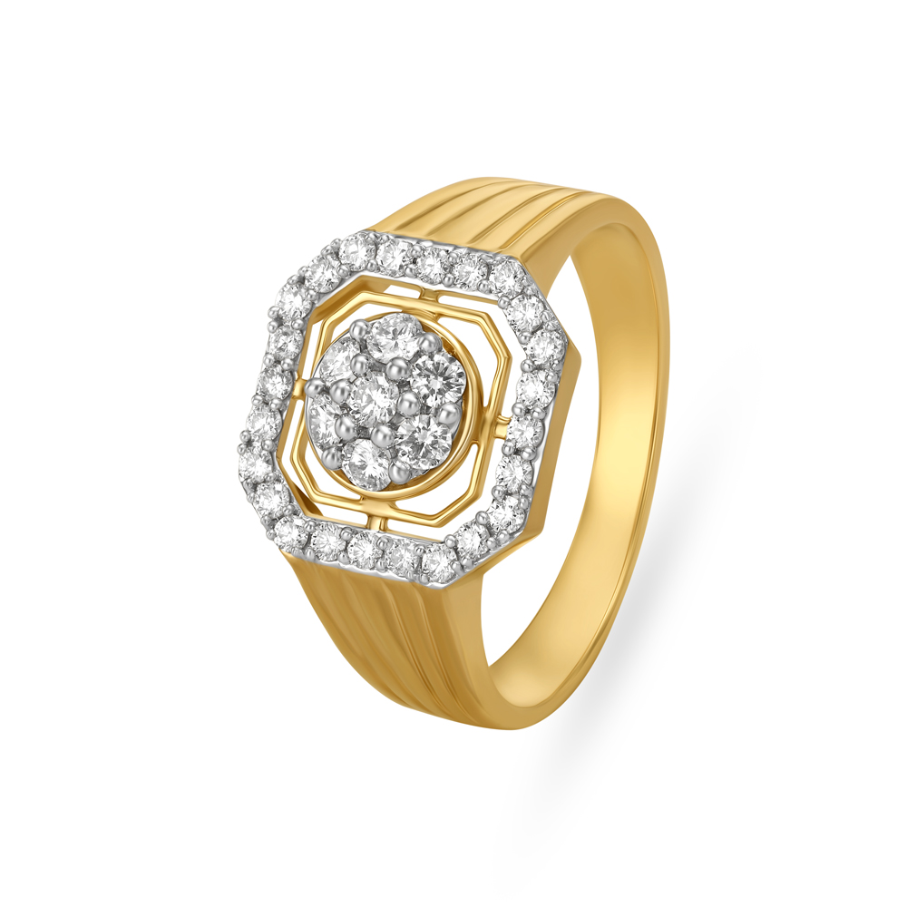 Octagon Shape Diamond Finger Ring For Men
