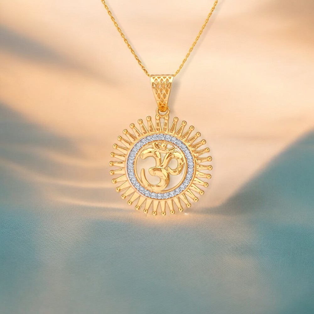 Sunbeam Om Gold Pendant,,hi-res image number null