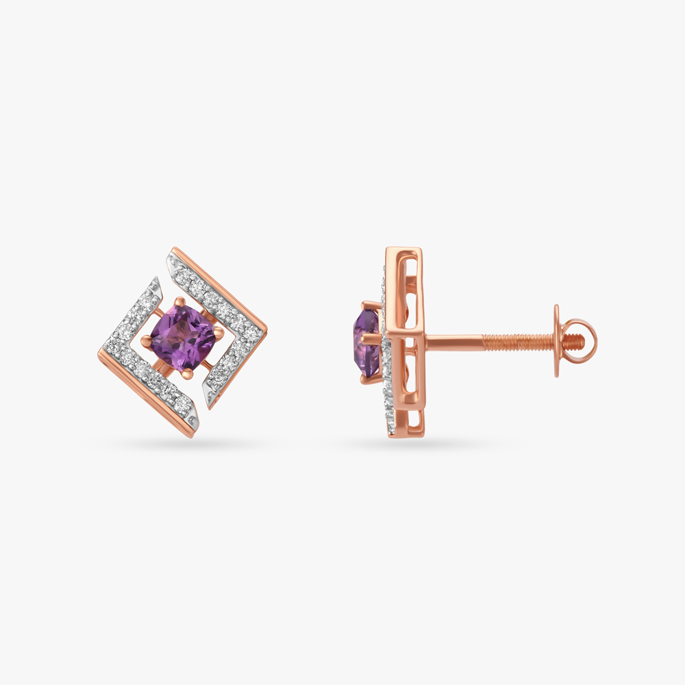Violet Vantage Diamond Stud Earrings,,hi-res image number null