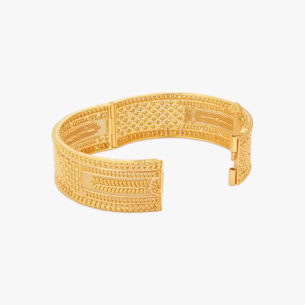 Spectacular 22 Karat Yellow Gold Floral Bead Bangle,,hi-res image number null