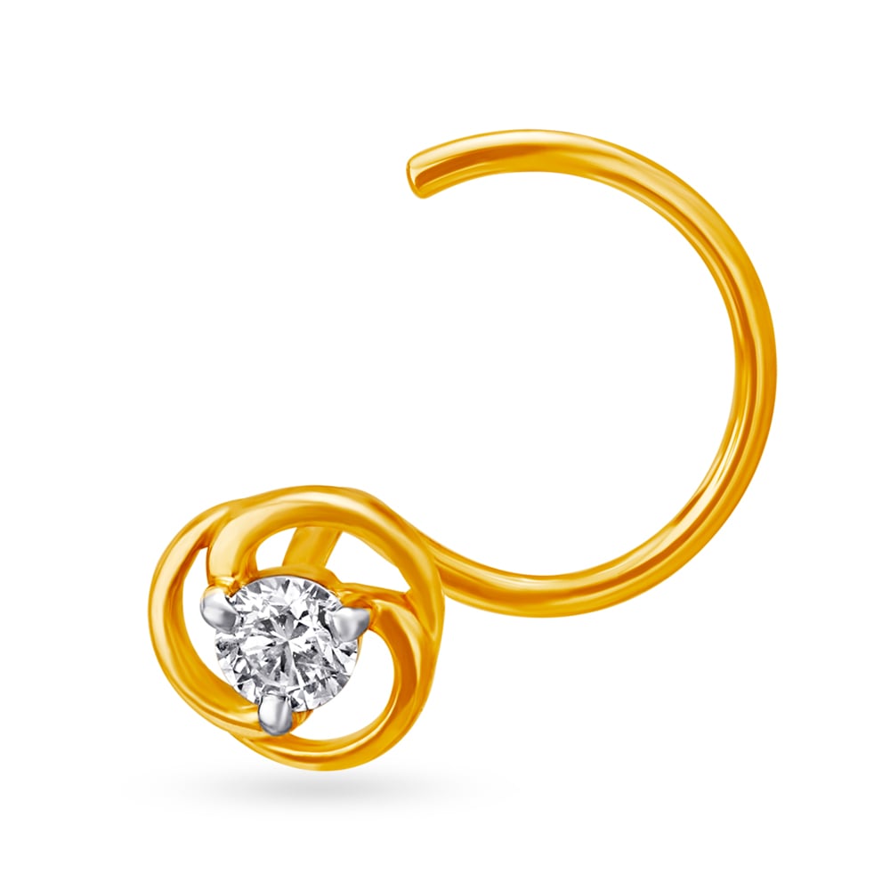 Rosy Diamond and Gold Nose Pin,,hi-res image number null