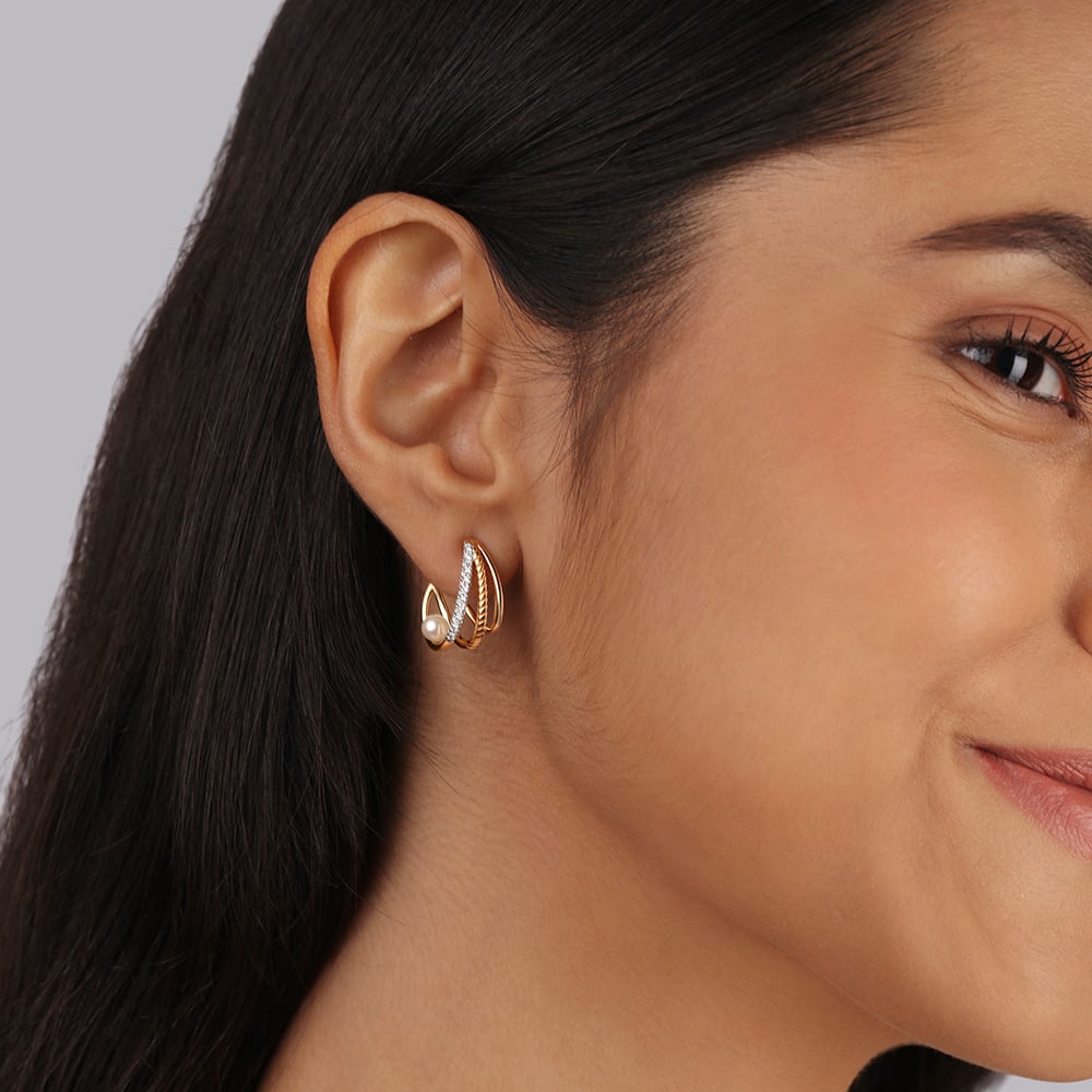 Pearl Planets in Orbit 14KT Hoop Earring,,hi-res image number null