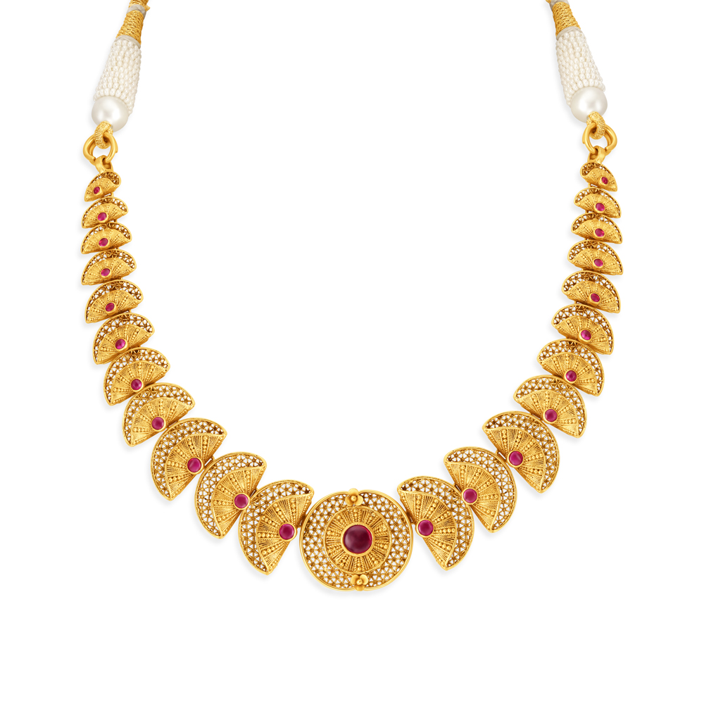 Surreal Abstract Gold Necklace Set,,hi-res image number null