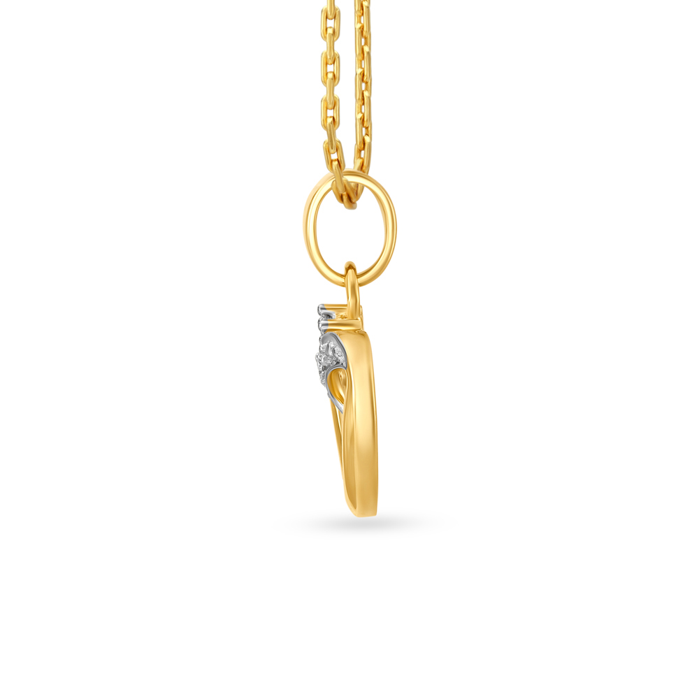 Dainty Heart Shaped Gold and Diamond Pendant,,hi-res image number null