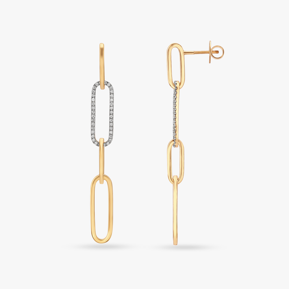 Golden Serenity Diamond Drop Earrings,,hi-res image number null