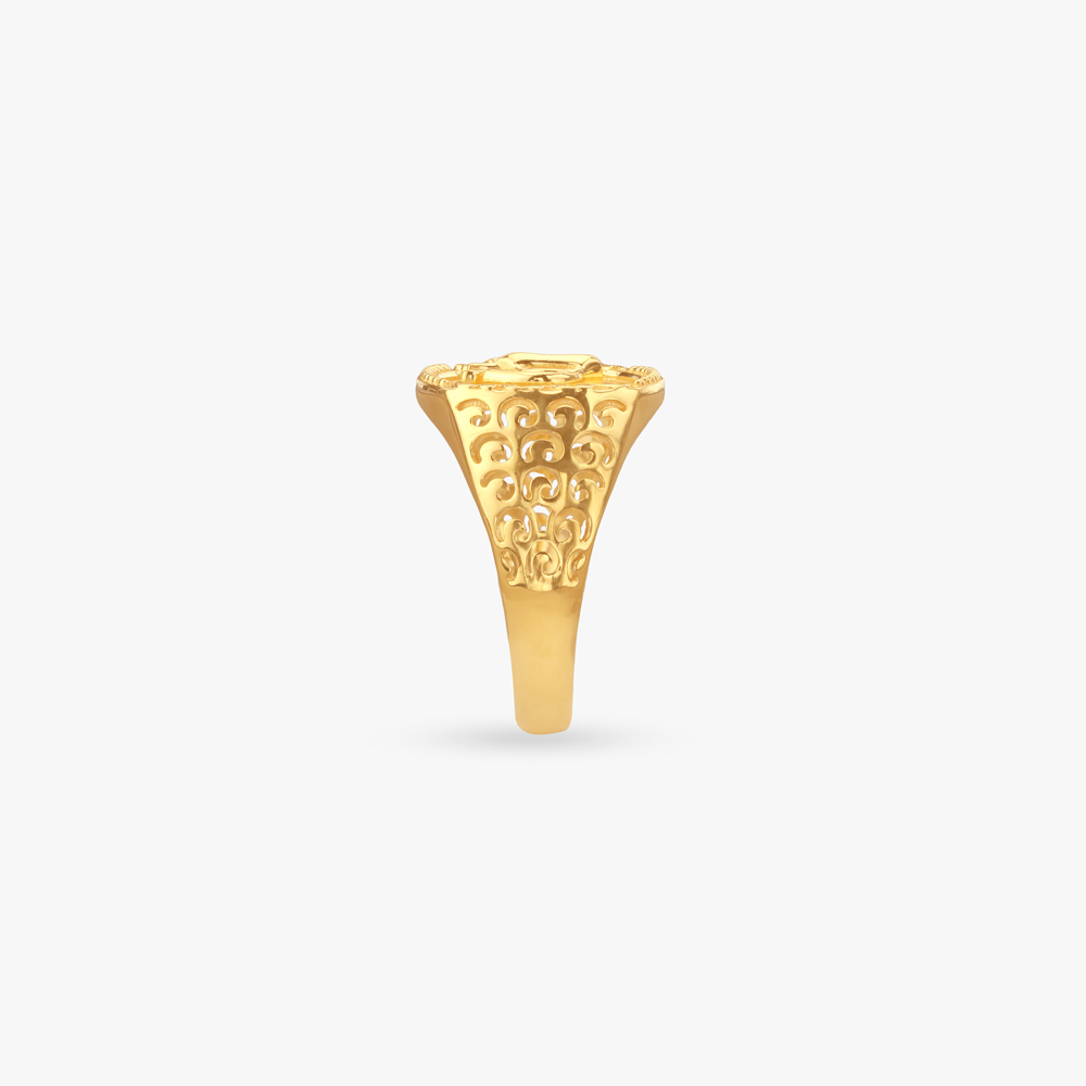 Khanda Crest Gold Ring for Men,,hi-res image number null