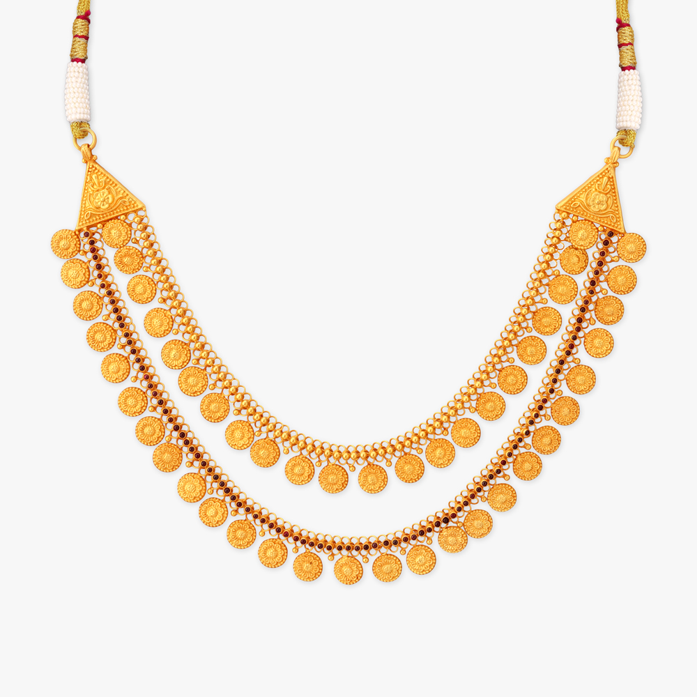 Floral Coin Gold Necklace Set,,hi-res image number null