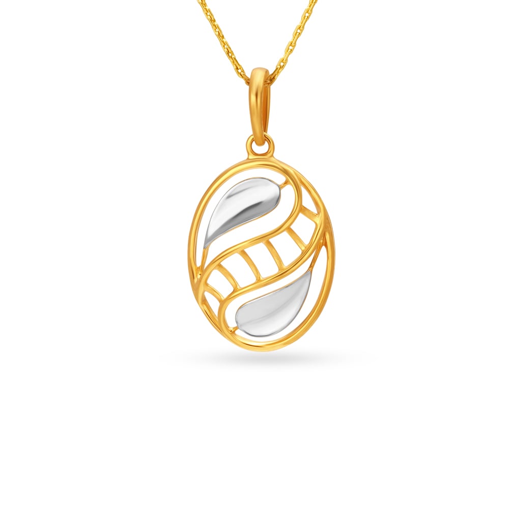 

Oval Teardrop Motif Gold Pendant