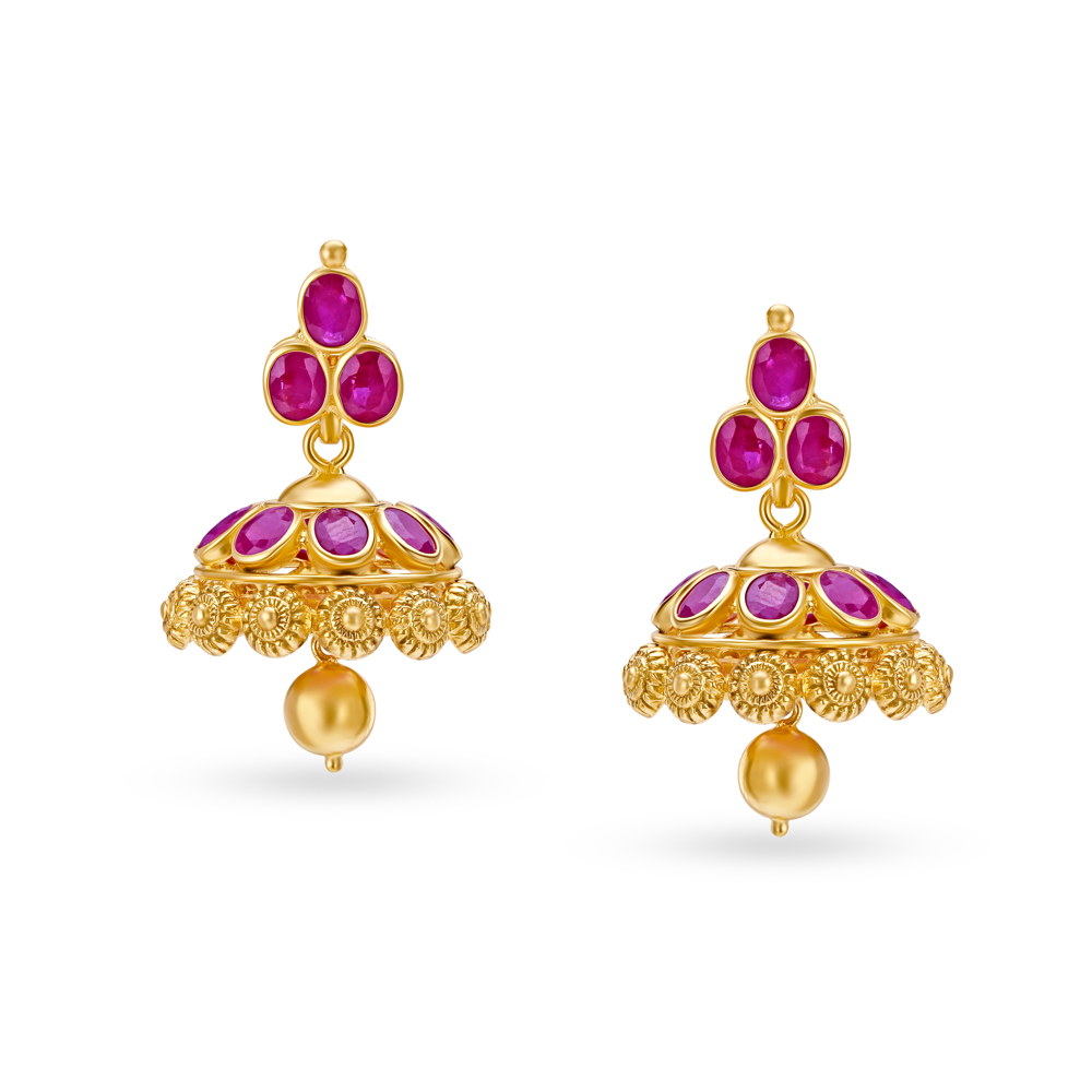 Round Gold and Ruby Necklace Set,,hi-res image number null