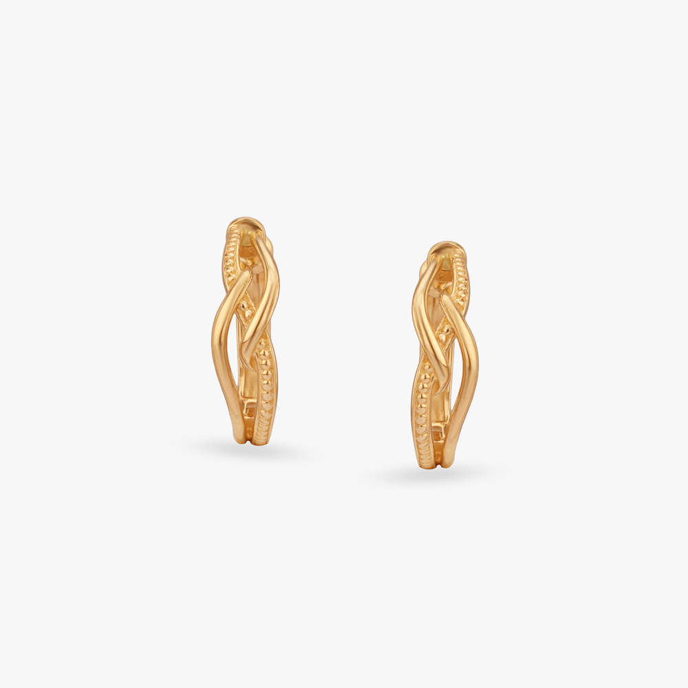 Braided Twist Gold Hoop Earrings,,hi-res image number null