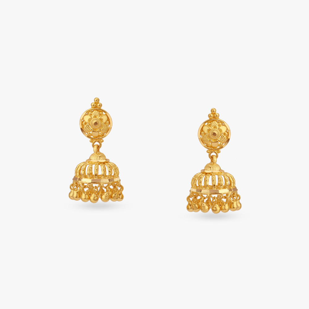 

Petal Dome Gold Jhumka Earrings