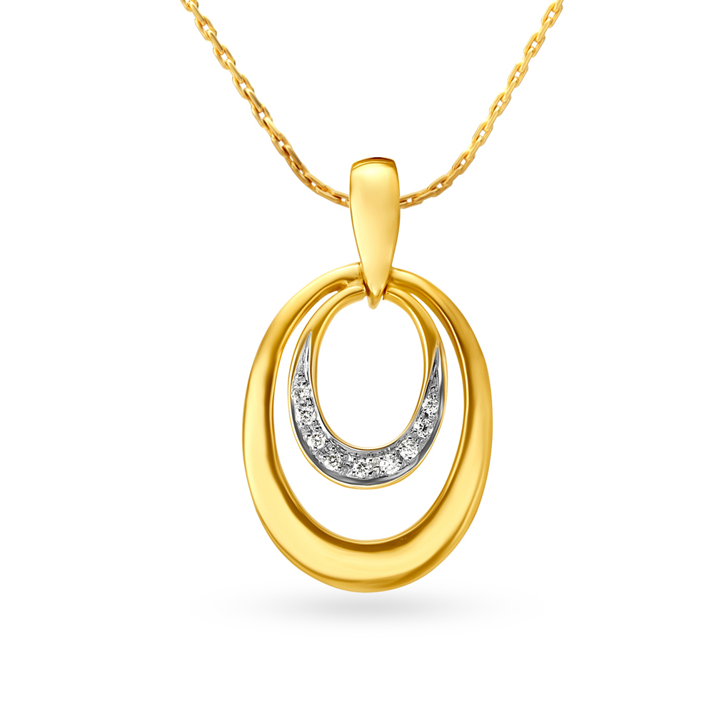 Double Oval Gold and Diamond Pendant