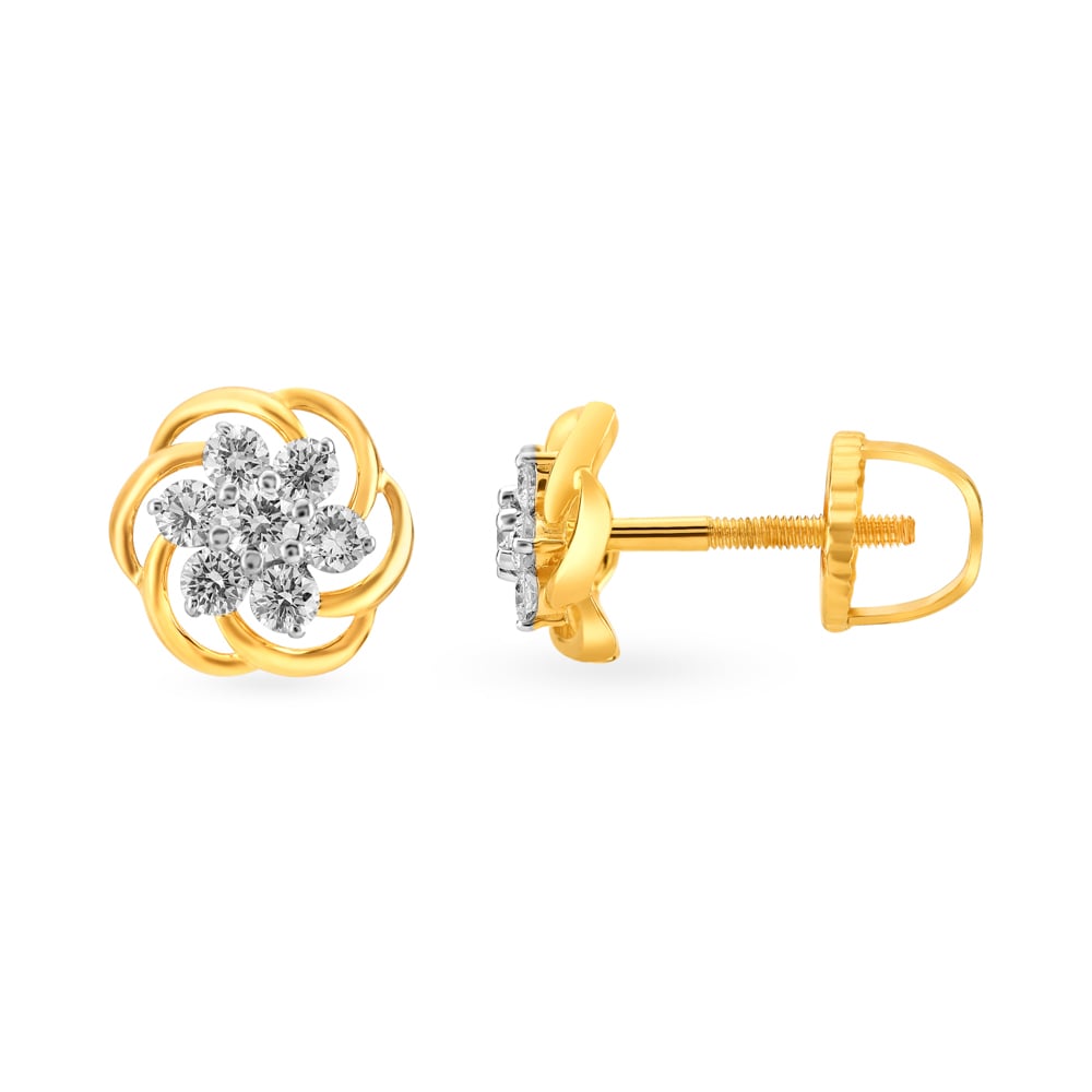 Captivating Floral Diamond Stud Earrings,,hi-res image number null