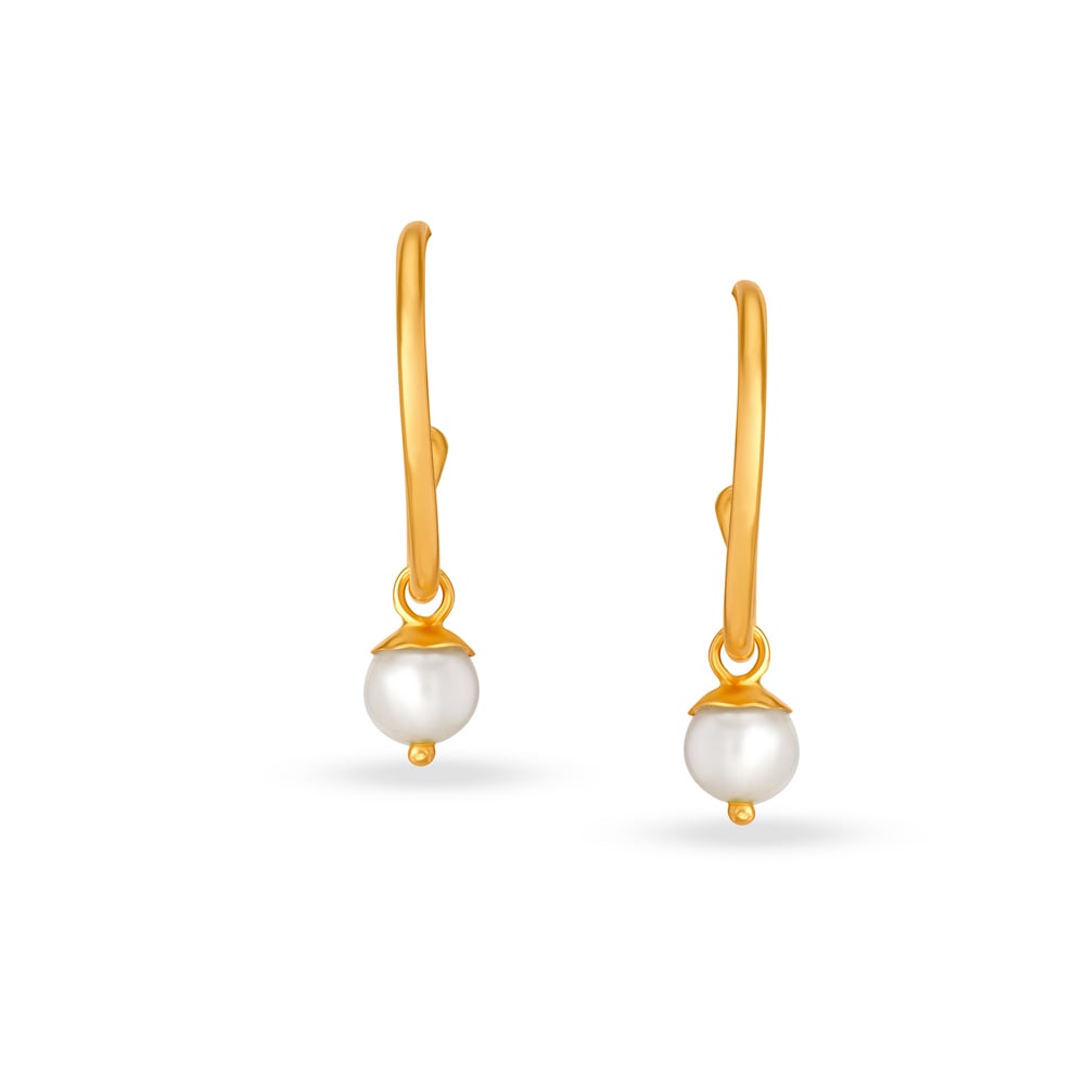 

Golden Pearl Elegance Drop Earrings