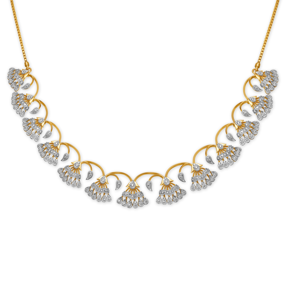 Floral Bliss Gold and Diamond Necklace