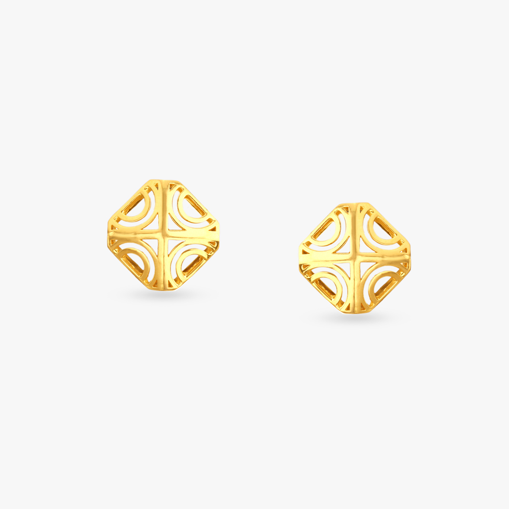 Sculpted Geometry Gold Pendant and Earrings Set,,hi-res image number null