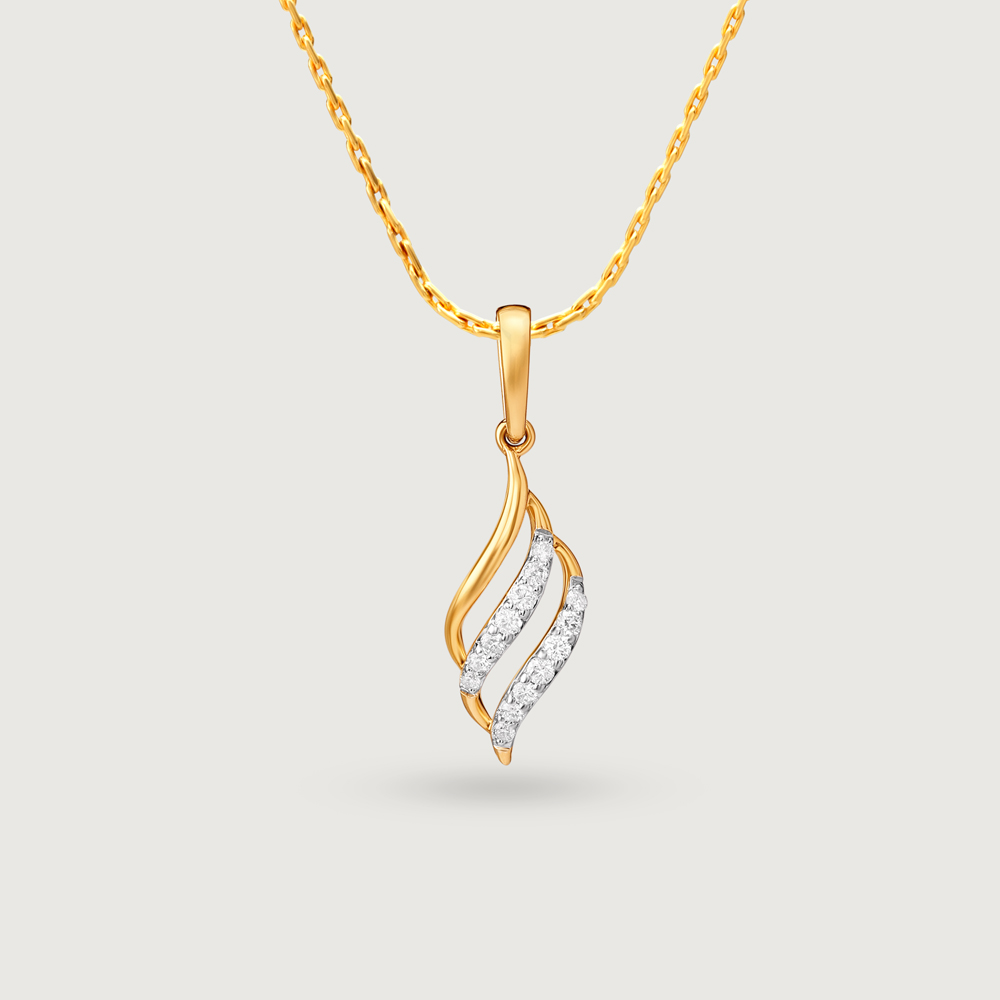 Flowing Wave Gold & Diamond Pendant,,hi-res image number null