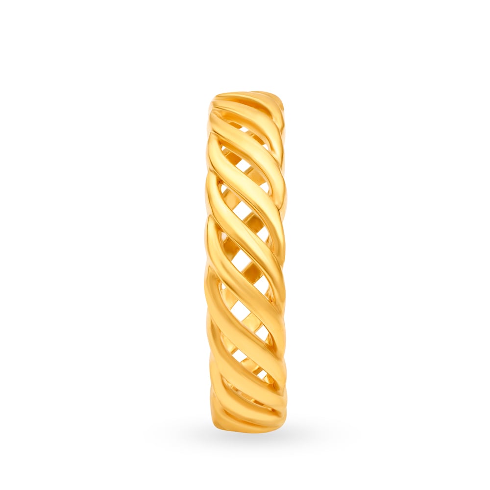 Stylish Geometric Gold Mesh Ring,,hi-res image number null