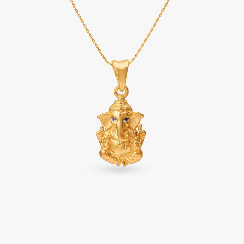 Divine Ganesha Gold Pendant,,hi-res image number null