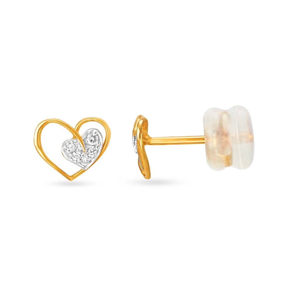 Romantic Diamond Heart Stud Earrings,,hi-res image number null