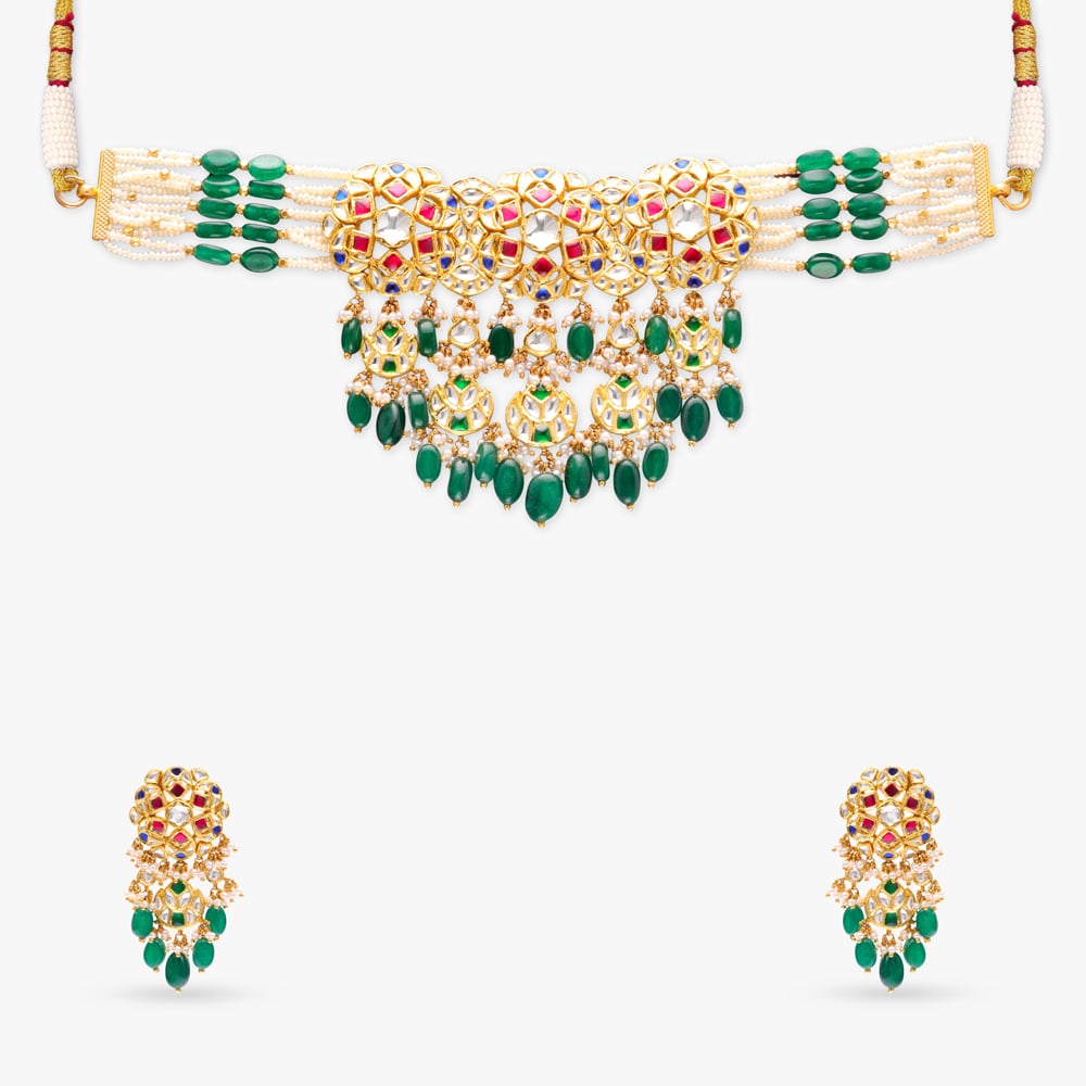 Majestic Verdure Gold Necklace Set,,hi-res image number null
