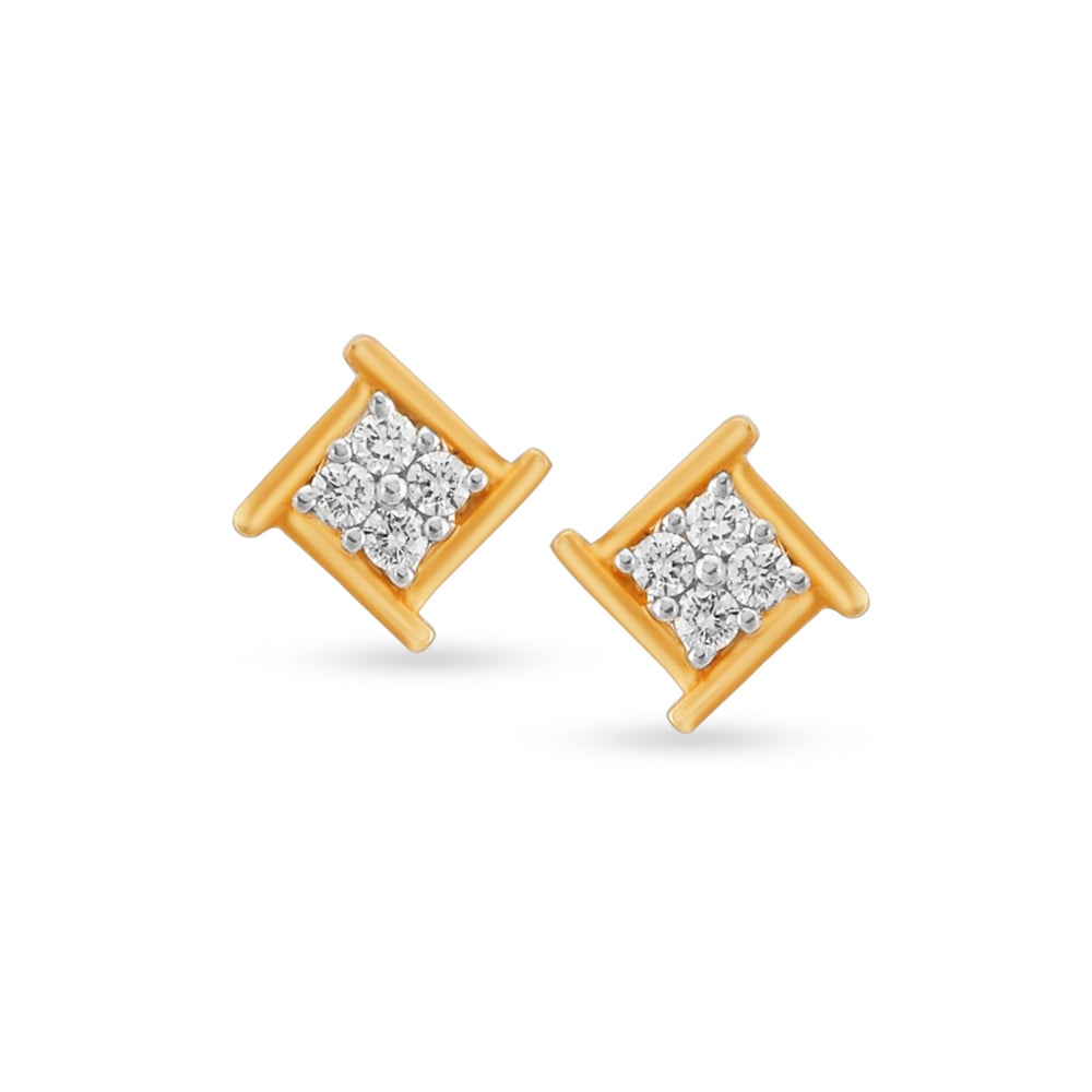 Classic Square Diamond Stud Earrings,,hi-res image number null