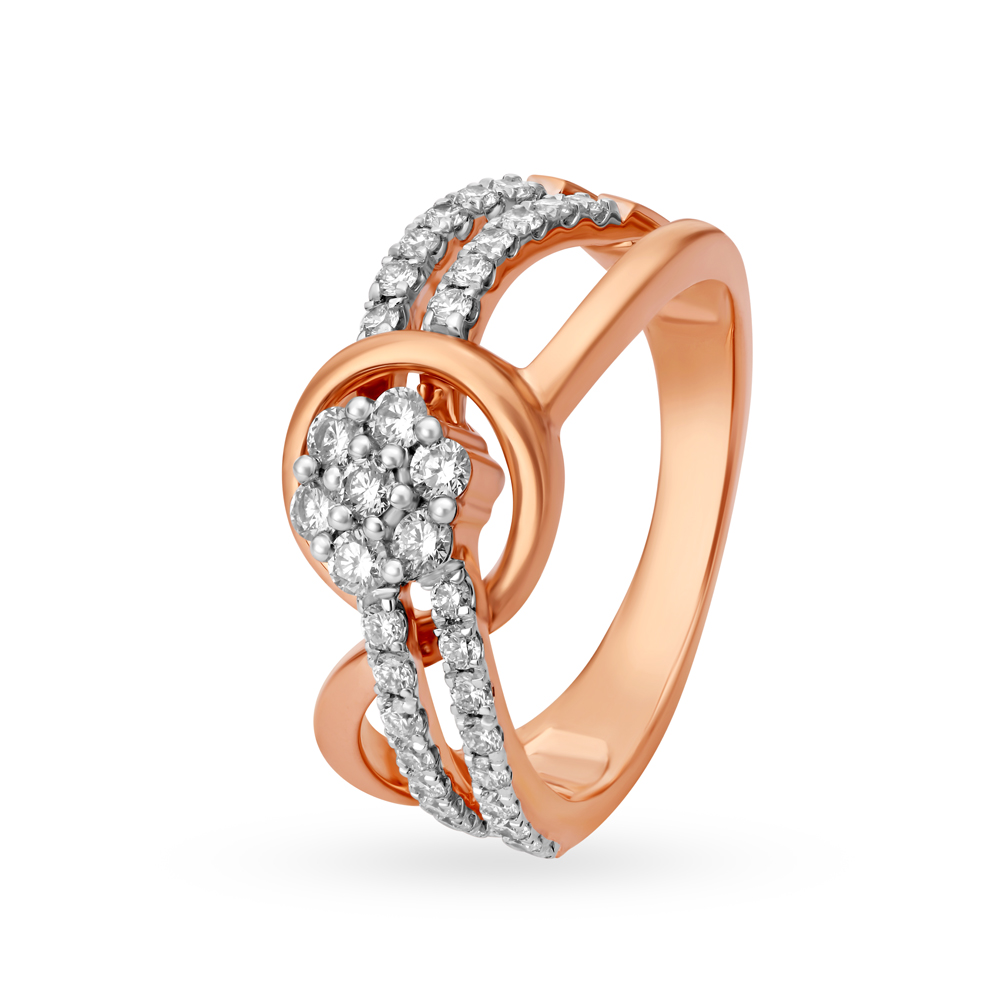 Enchanting Multi Stone Floral Diamond Ring in White and Rose Gold,,hi-res image number null