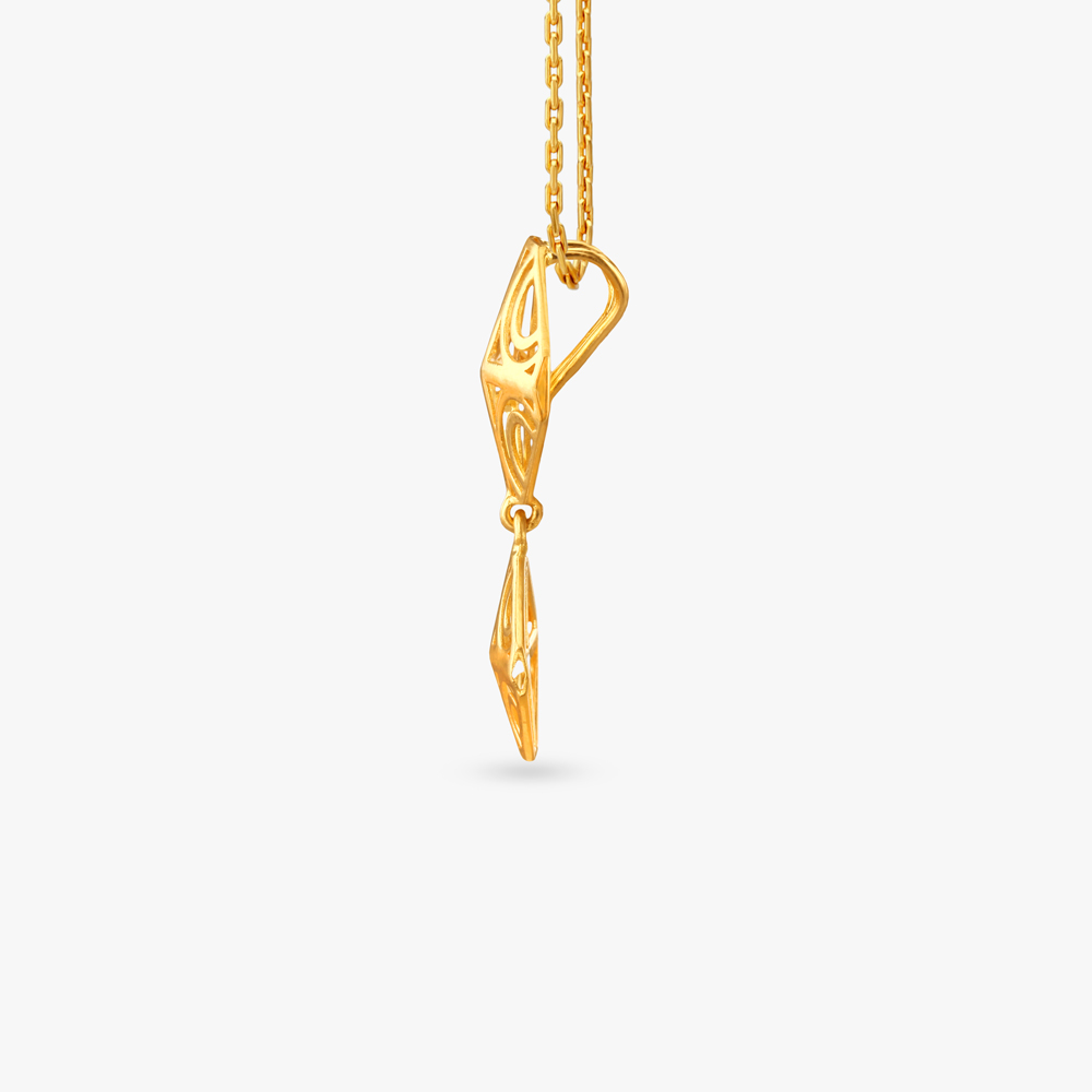 Sculpted Geometry Gold Pendant and Earrings Set,,hi-res image number null