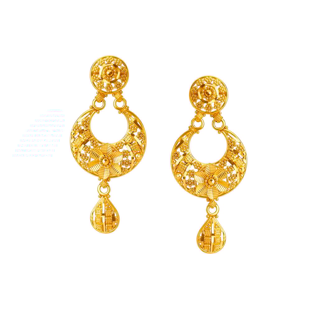 Scintillating 22 Karat Yellow Gold Floral Bead Necklace And Earrings Set,,hi-res image number null