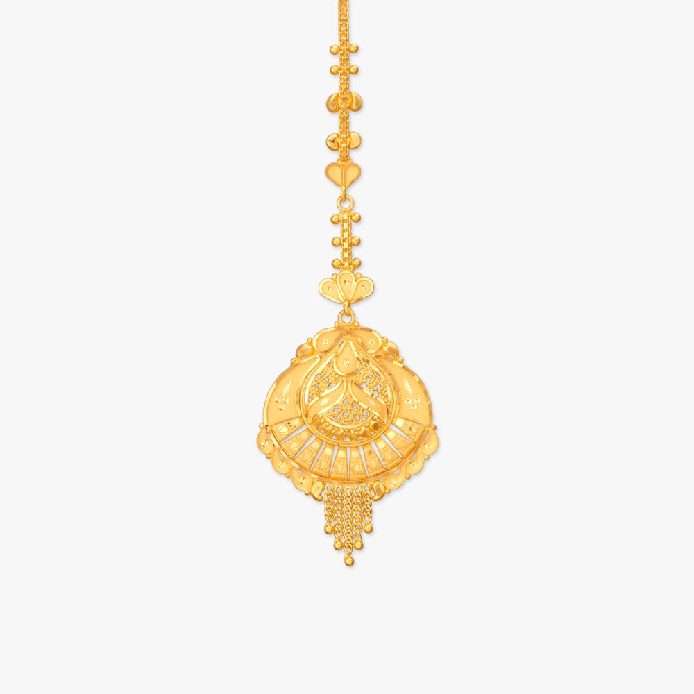 Lotus Crest Gold Maang Tikka,,hi-res image number null