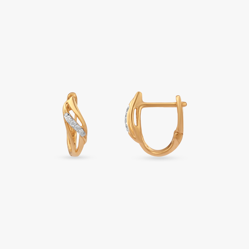 Fluid Twist Diamond Hoop Earrings,,hi-res image number null