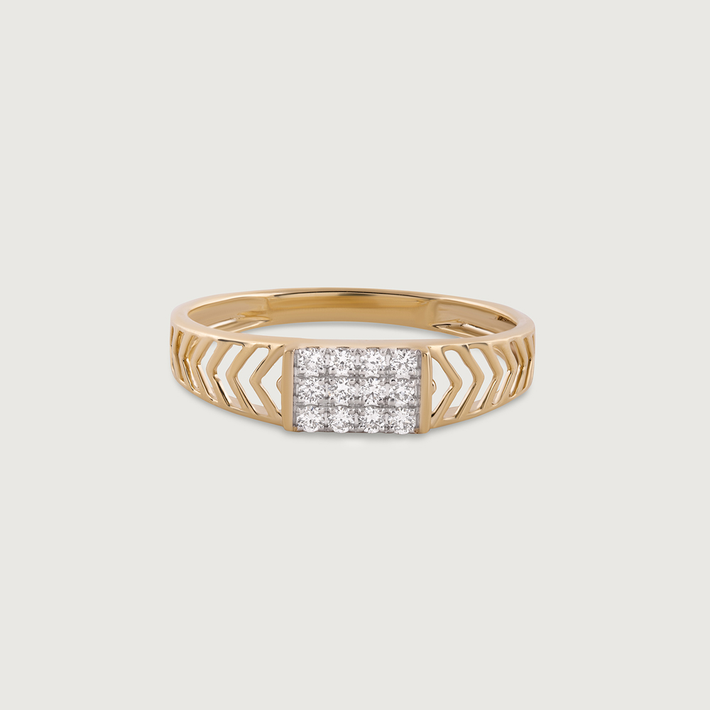 Chevron Shine Gold & Diamond Finger Ring for Men,,hi-res image number null