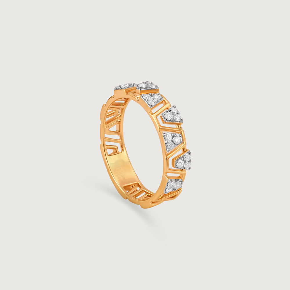 Zigzag Radiance Gold & Diamond Finger Ring,,hi-res image number null