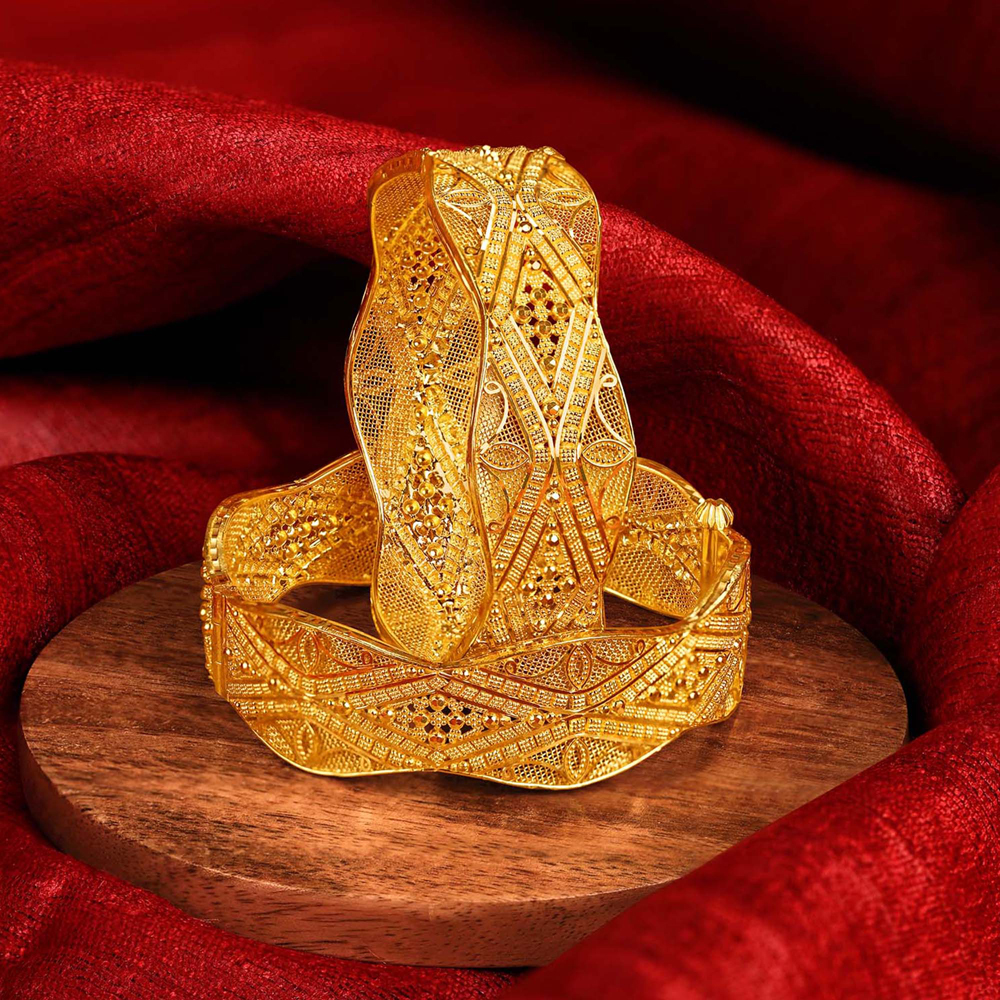 Artistic Floral Gold Bala Bangle,,hi-res image number null