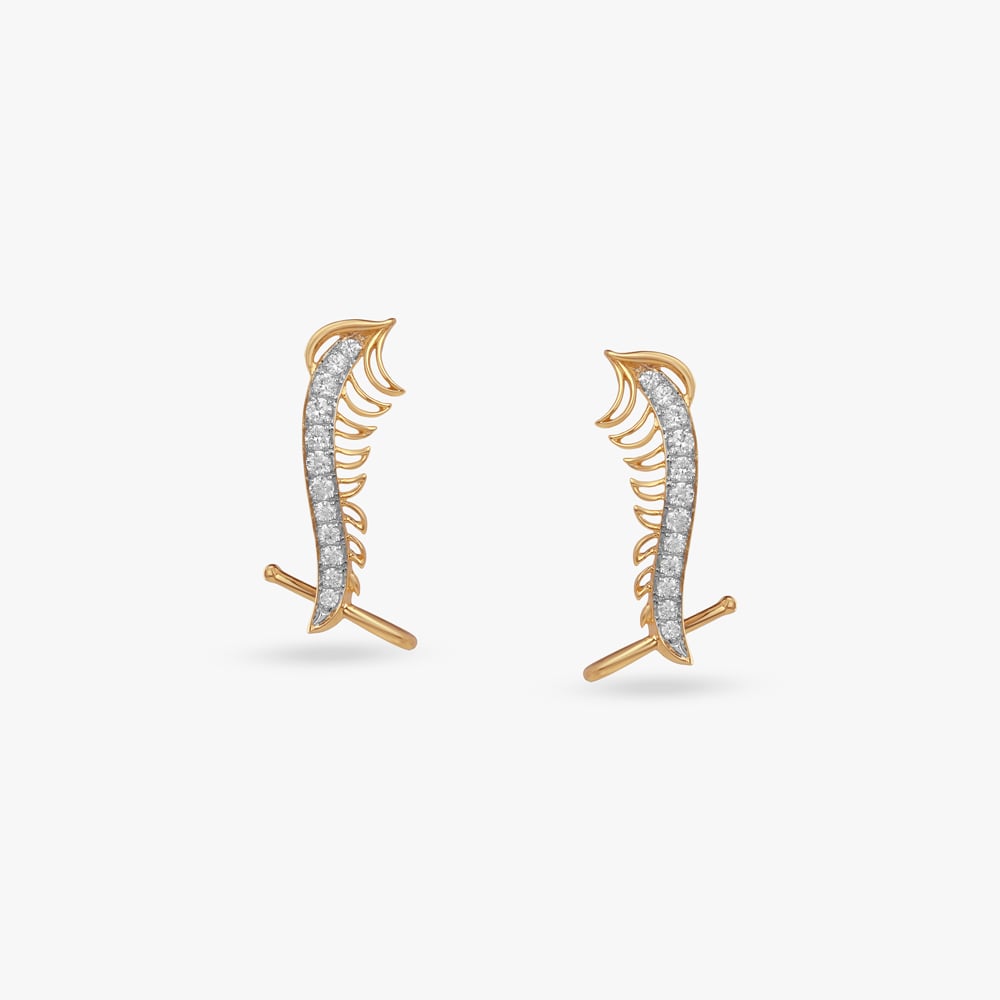Wing Curve Diamond Stud Earrings,,hi-res image number null