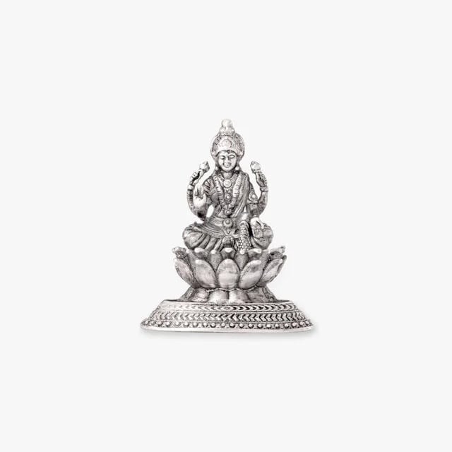 Auspicious Ganesha and Lakshmi Silver Idol,,hi-res image number null